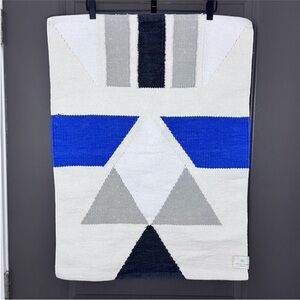 QUIET TOWN Mendocino Kilim Bath Rug | Dusk | Geometric Royal Blue | 24x31